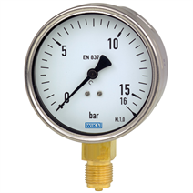 Bourdon tube pressure gauge, copper alloy